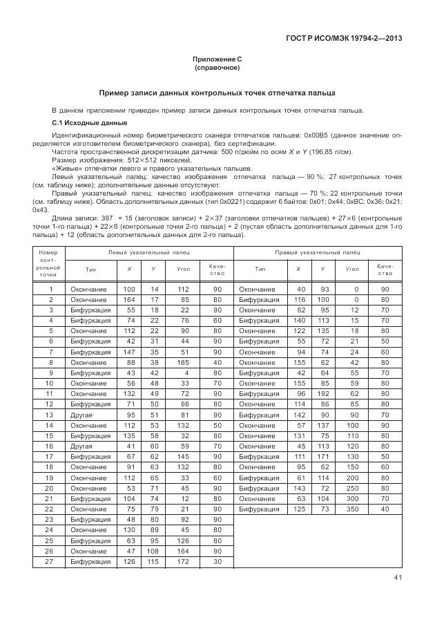 ГОСТ Р ИСО/МЭК 19794-2-2013, страница 45